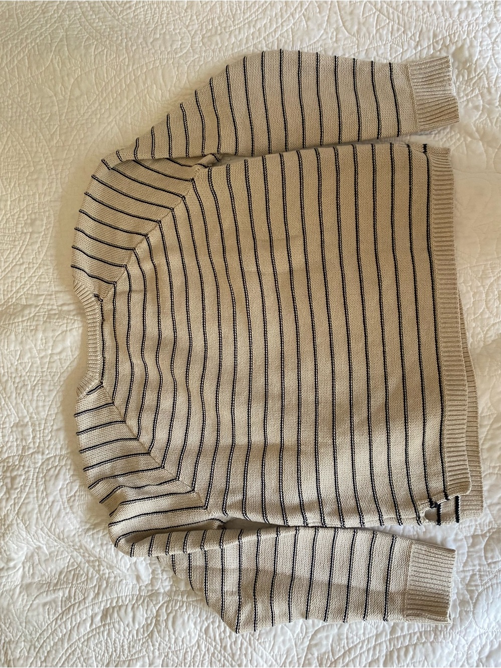 Marine Layer Cream Sweater with Black Stripes - Picture 2 of 2